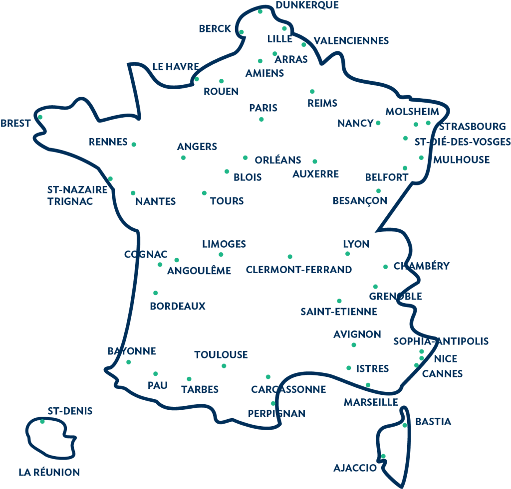 Carte d'implantations de NHA en France